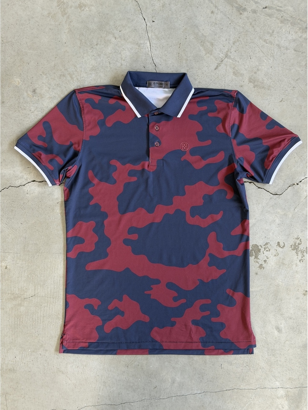 G/FORE / Men’s Camo Golf Polo / Navy Burgundy / Size S